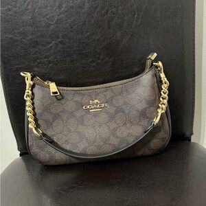Coach Tan Shoulder Bag with Gold Chain